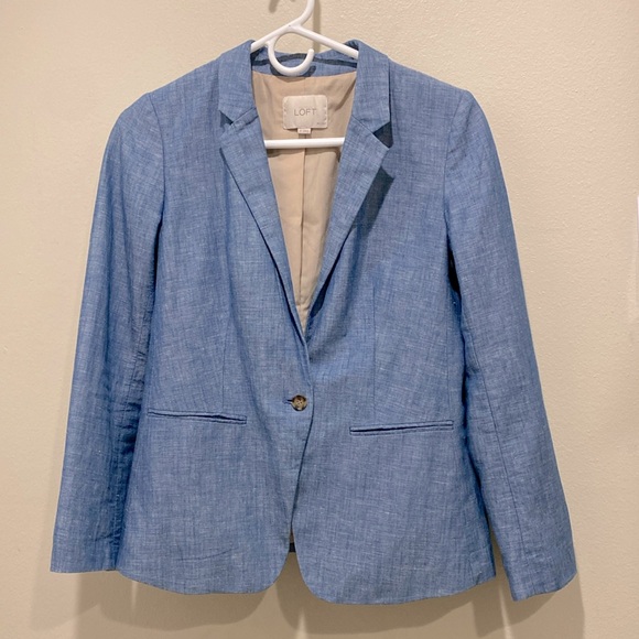 Ann Taylor Loft blazer 2P medium denim Color - Picture 2 of 6